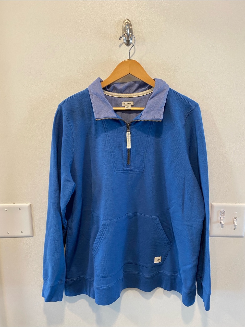 L.L.Bean Women’s Organic Cotton Quarter Zip Pullover Sweatshirt size 1X blue